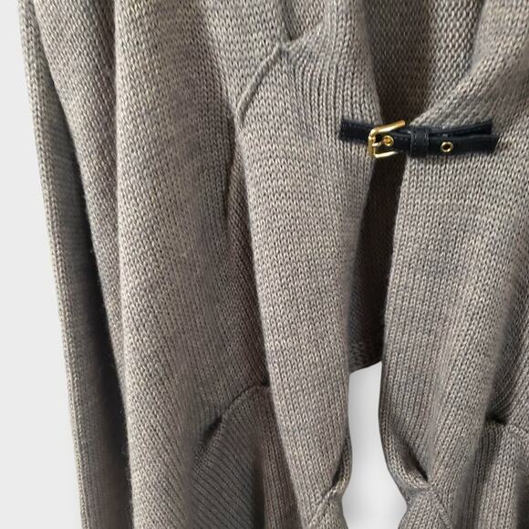 Katherine Barclay Wool Mohair Asymmetric Buckle Shawl Cardigan Brown Sz Large - Picture 5 of 14